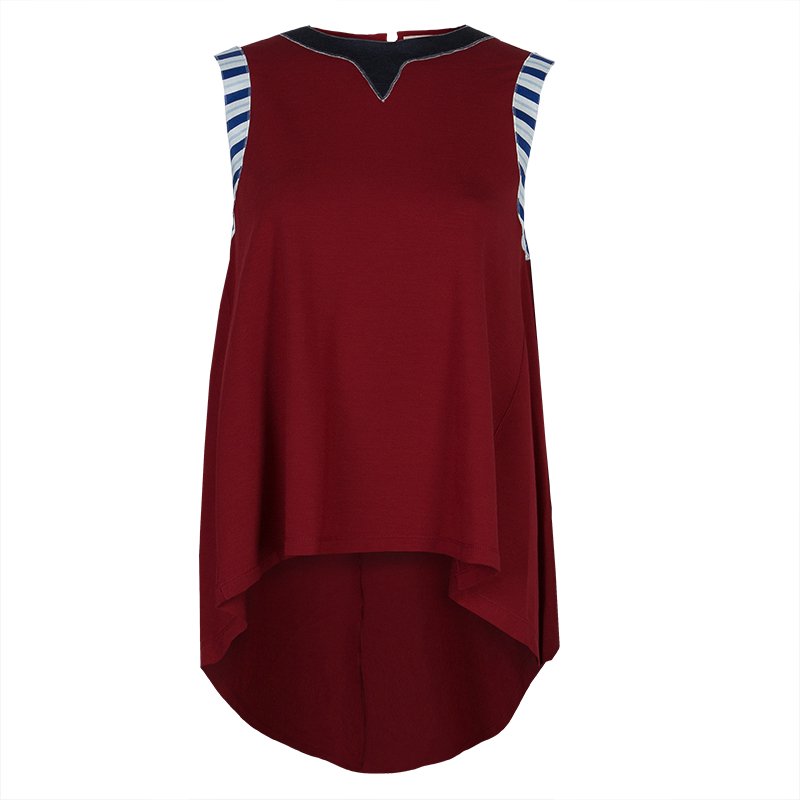 مملوكة مسبقًا Roksanda Ilincic Burgundy Jersey High Low Hem Sleeveless Top M