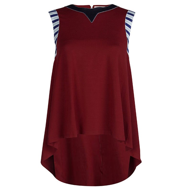 مملوكة مسب قًا Roksanda Ilincic Burgundy Jersey High Low Hem Sleeveless Top S