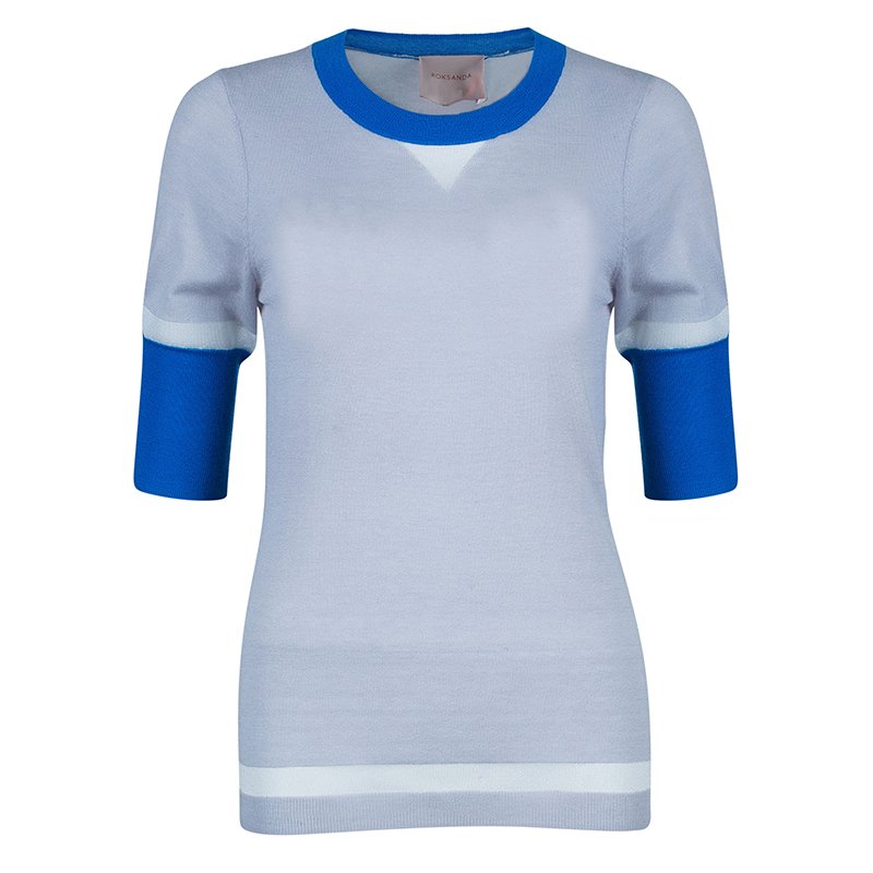 Pre Owned Roksanda Ilincic Grey Short Sleeve Sweater S