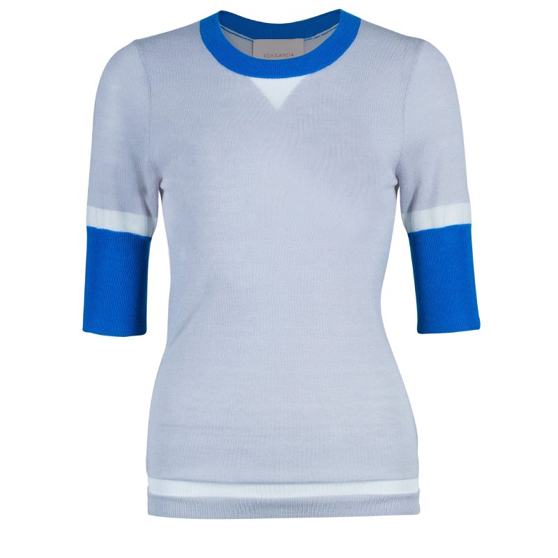 Pre Owned Roksanda Ilincic Grey Short Sleeve Sweater M