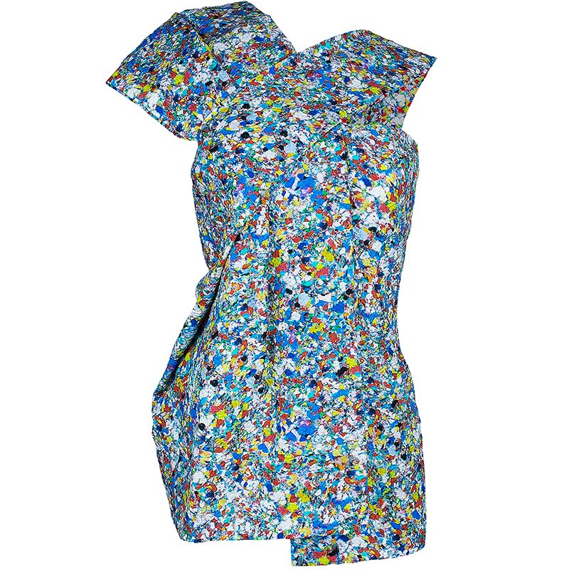 مملوكة مسبقًا توب روكساندا ايلينسيك بلا أكمام غير متماثل نقوش متعددة الألوان S