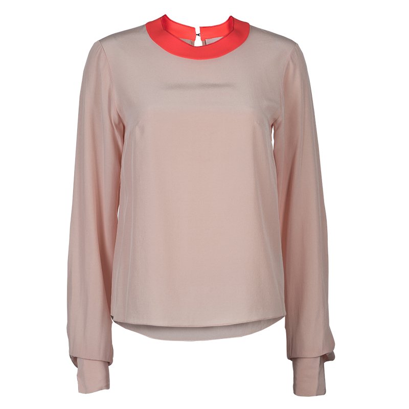 Pre Owned Roksanda Ilincic Light Pink and Neon Detail Blouse S