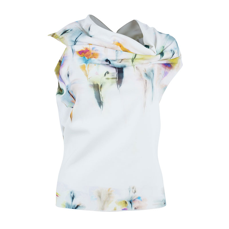 Roland Mouret Watercolored Draped Top M