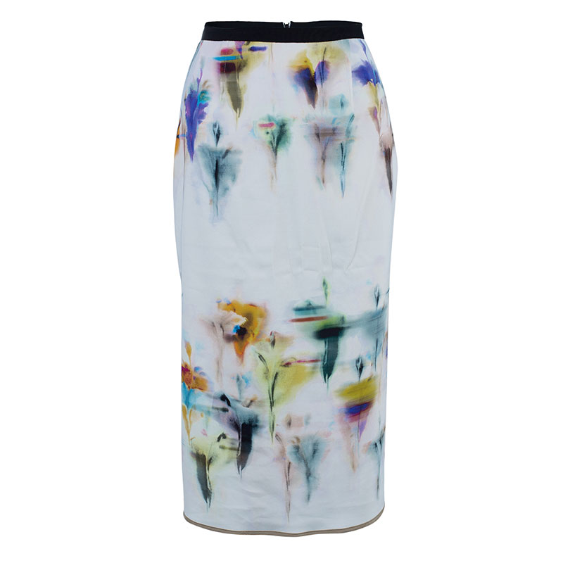 Pre Owned Roland Mouret Watercolored Pencil Skirt M
