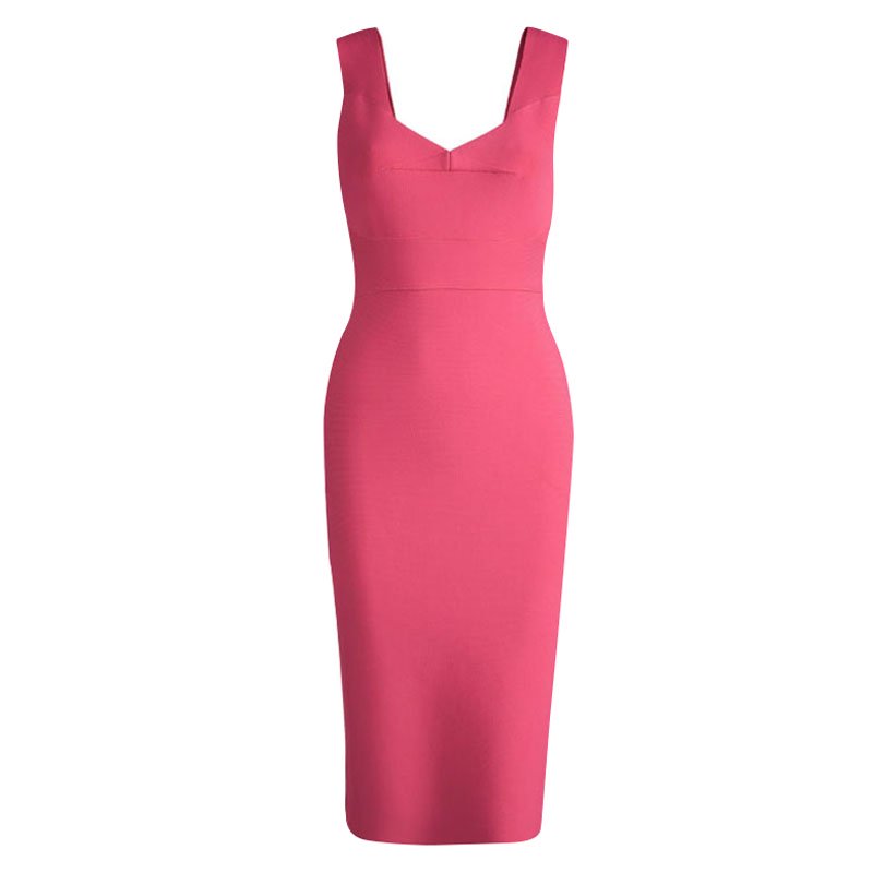 Pre Owned Roland Mouret Pink Knit Bodycon Sleeveless Dress M