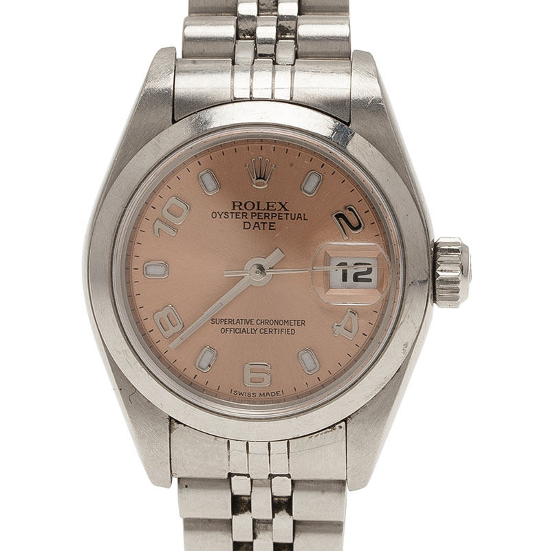 Pre Owned Rolex Pink Stainless Steel 79160 Datejust Women's Wristwatch 26MM