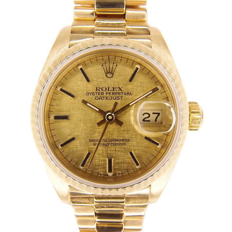 Pre Owned Rolex Gold 18K Yellow Gold Datejust Women's Wristwatch 26MM