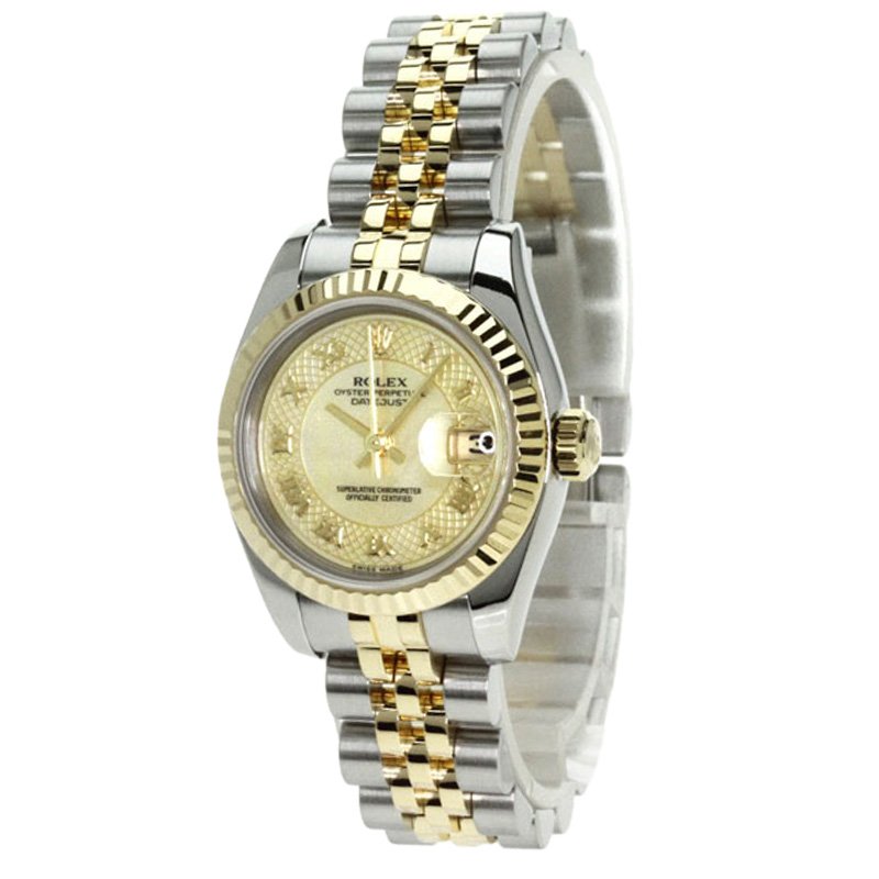 Pre Owned ساعة يد نسائية رولكس ديتجاست ستانلس ستيل وذهب أصفر عيار 18 صدف 26مم