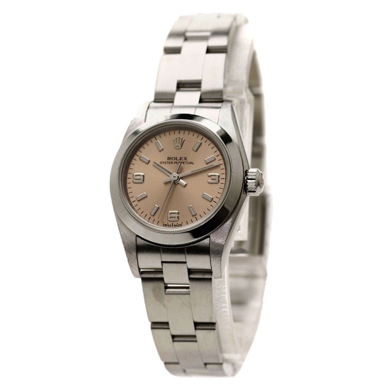 Rolex Pink Stainless Steel Oyster Perpetual Women's Wristwatch 24MM