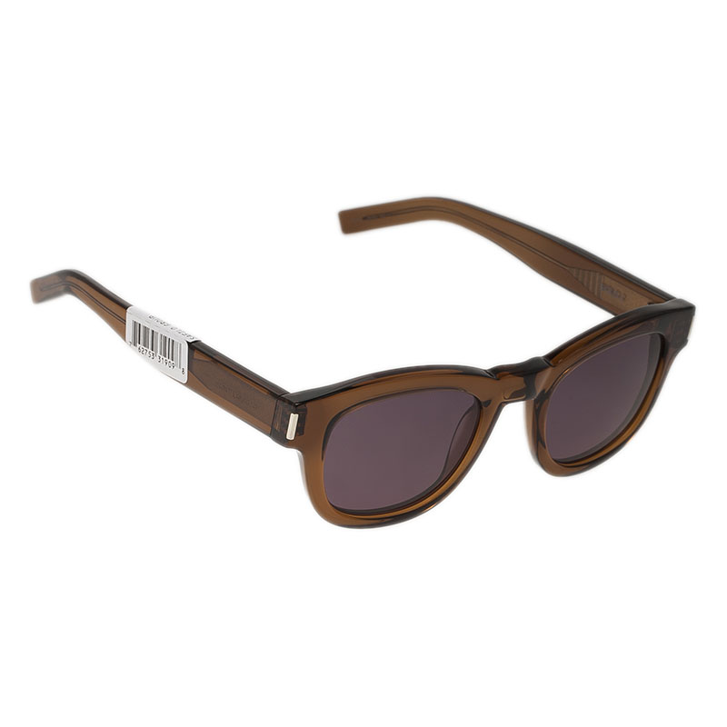 Pre Owned Saint Laurent Paris Brown Bold K7M Round Sunglasses