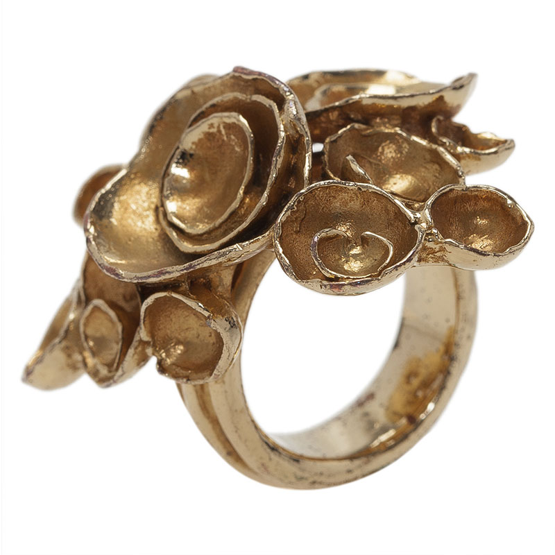Pre Owned خاتم سان لوران باريس أرتي وردة ذهبي اللون مقاس49