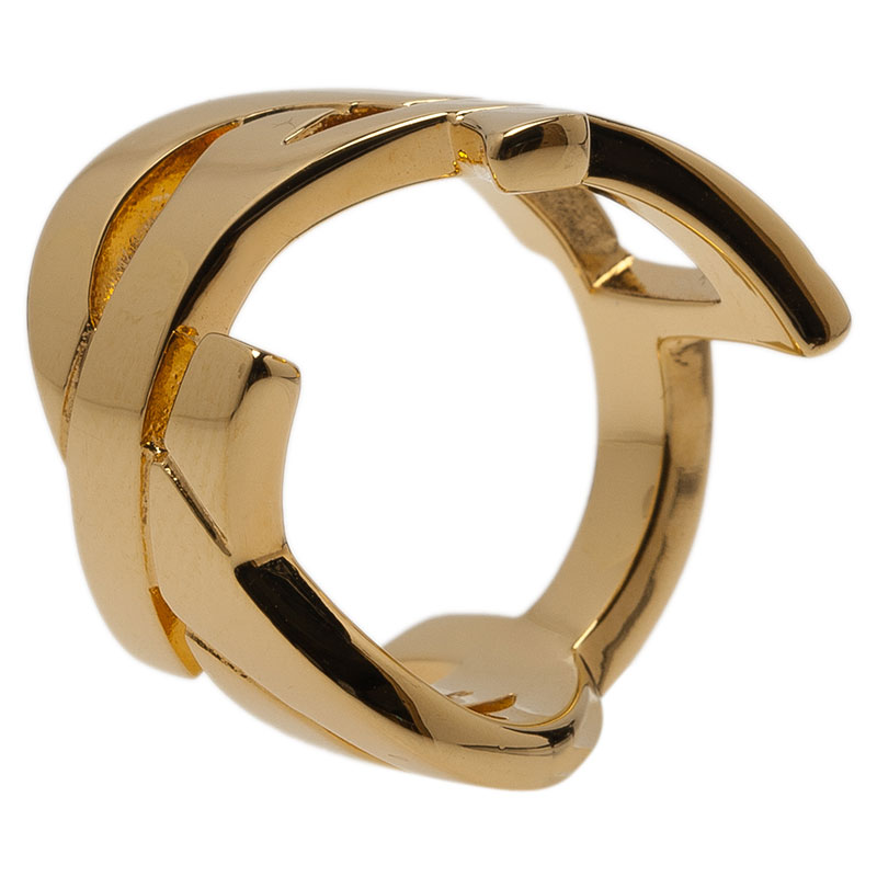Pre Owned خاتم سان لوران باريس كاساندر مطلي ذهب مقاس 52.5