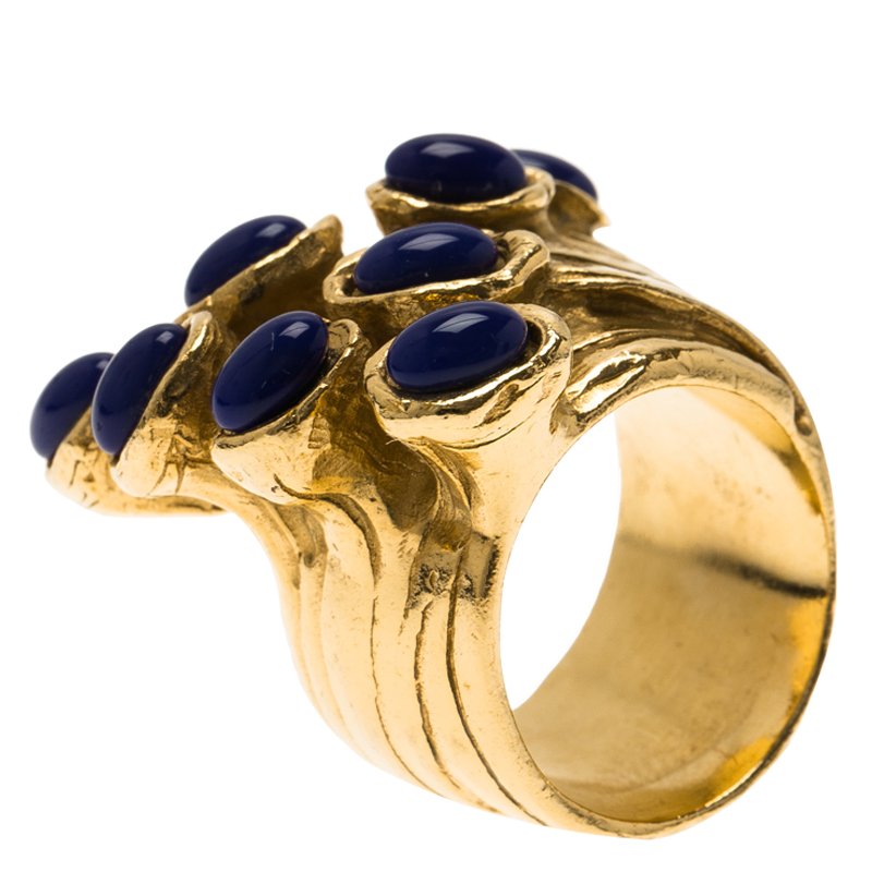 مملوكة مسبقًا خاتم سان لوران باريس أرتي دوت ذهبي اللون مقاس 57