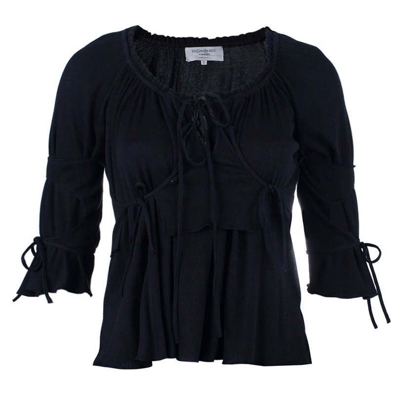Pre Owned Saint Laurent Paris Black Top Size S