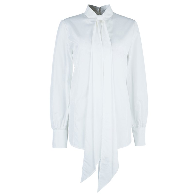 Saint Laurent Paris White Cotton Long Sleeve Shirt M