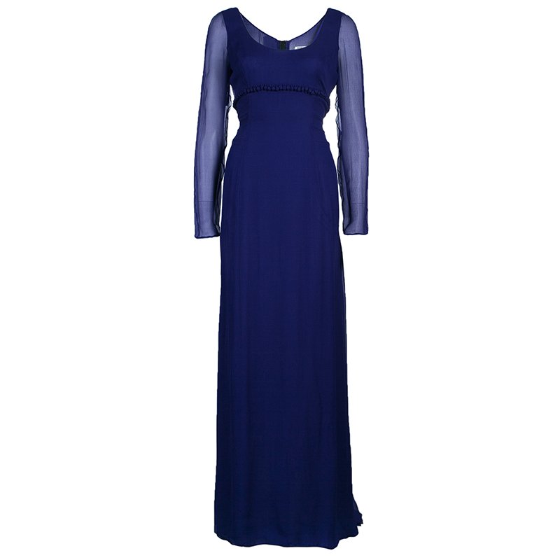 Pre Owned Saint Laurent Paris Purple Long Sleeve Gown M