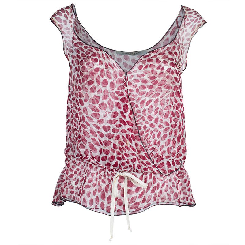 Pre Owned Saint Laurent Paris Red and White Sleeveless Top L