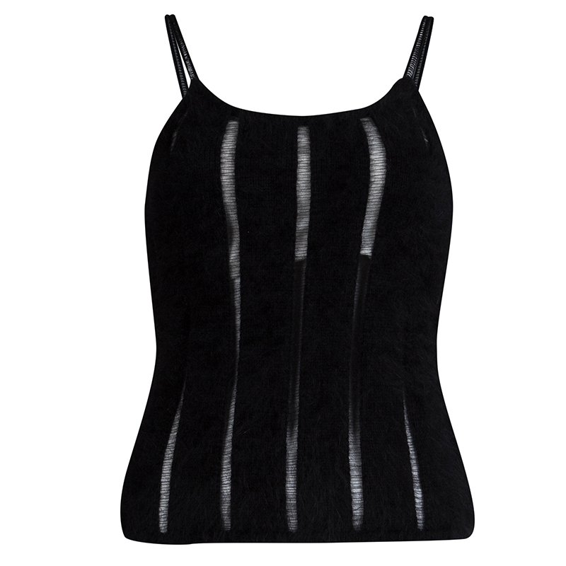 Pre Owned توب تانك سان لوران باريس صوف أسود 