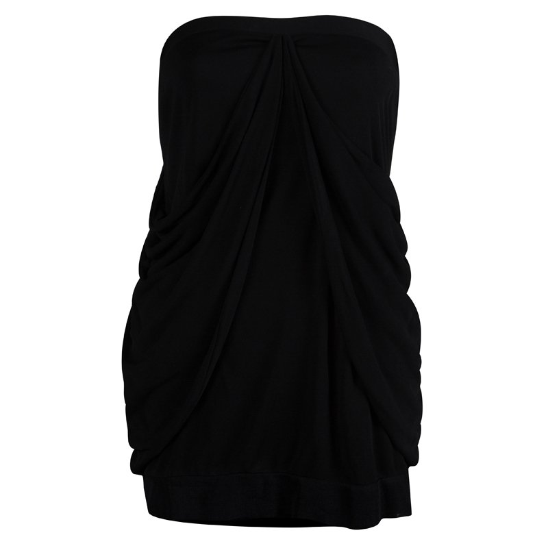 مملوكة مسبقًا Saint Laurent Paris Black Knit Draped Strapless Top L