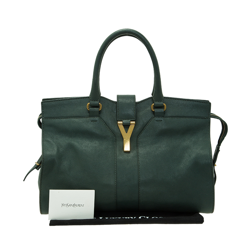 Saint Laurent Green Leather Medium Cabas Chyc Tote - ShopStyle