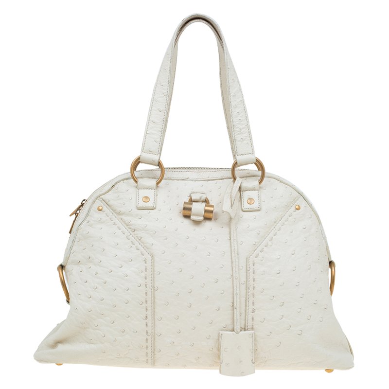 Pre Owned حقيبة سان لوران باريس موس جلد نعام كبيرة