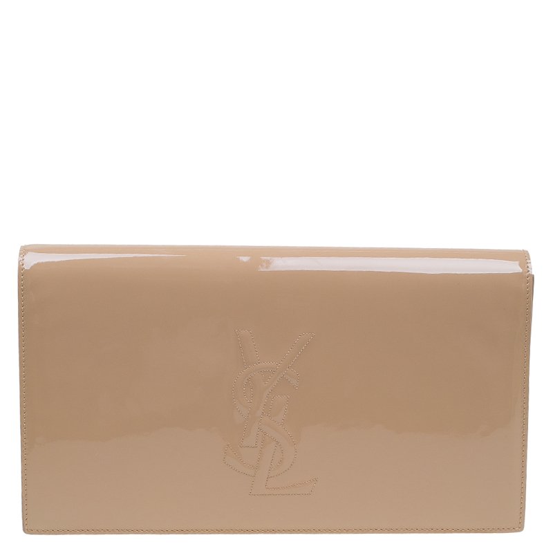 Nude patent leather clutch Clearance
