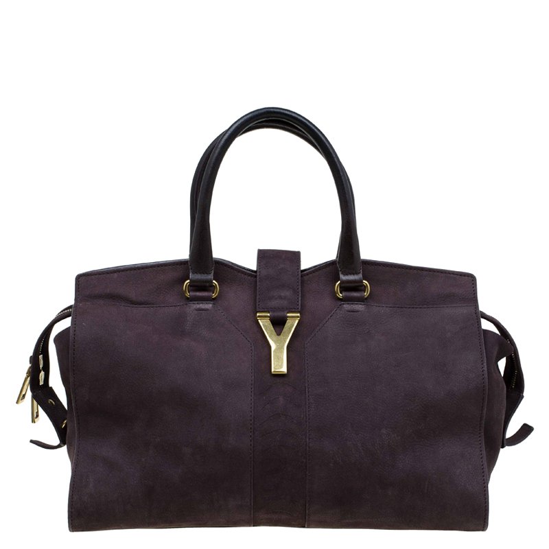 Saint Laurent Paris Dark Brown Leather Medium Cabas Chyc Satchel