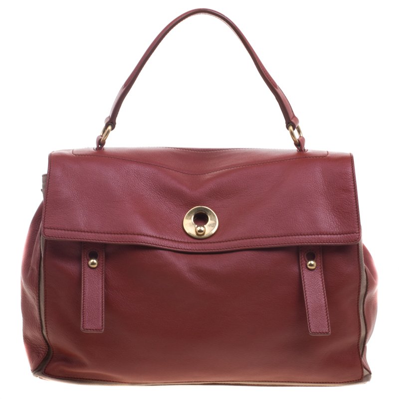 Pre Owned Saint Laurent Paris Copper Brown Leather Muse Two Satchel