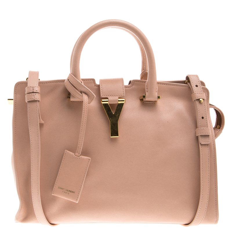 مملوكة مسبقًا Saint Laurent Paris Peach Leather Small Cabas Chyc Tote