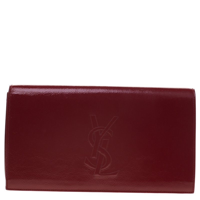 مملوكة مسبقًا Saint Laurent Paris Red Patent Leather Belle De Jour Flap Clutch