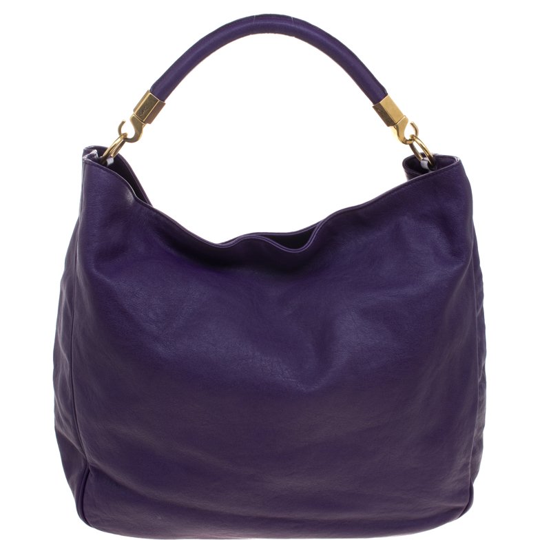 Saint Laurent Paris Purple Leather Roady Hobo