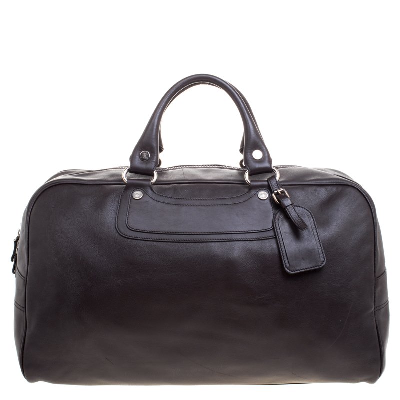 Pre Owned Celine Dark Brown Leather Traveling Bag