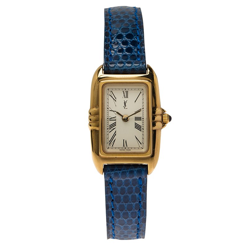 Saint Laurent Paris White Gold-Plated Stainless Steel Classic Women's Wristwatch 18MM