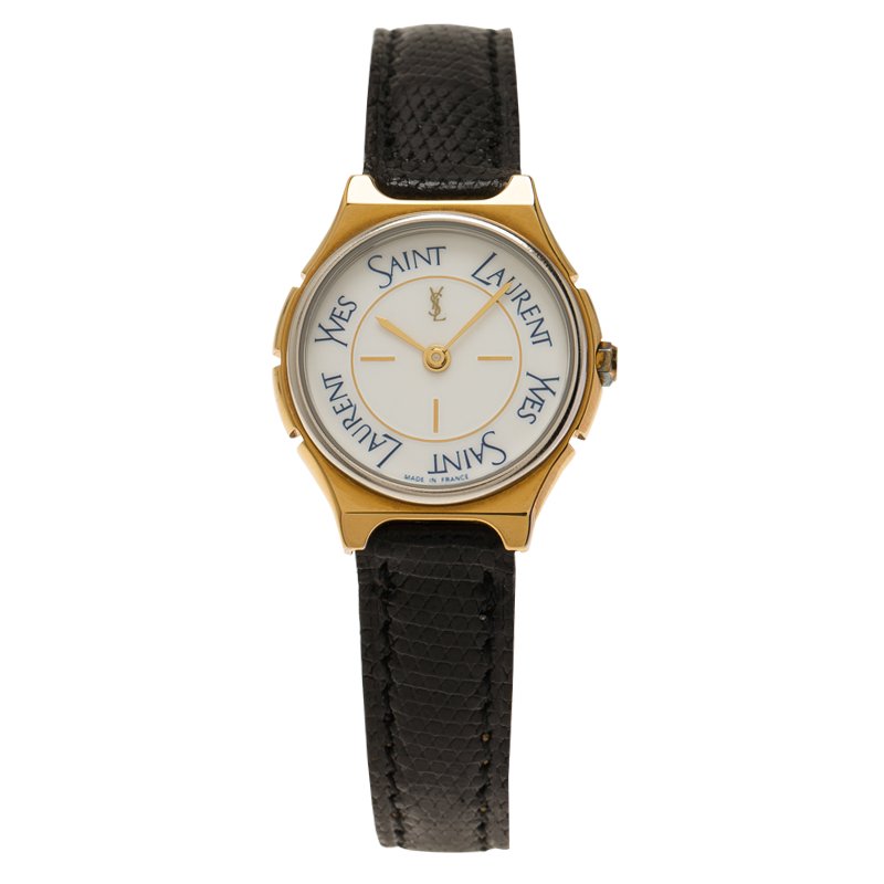Saint Laurent Paris White Gold-Plated Stainless Steel Classic Women's Wristwatch 25MM
