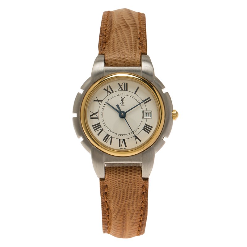 Saint Laurent Paris White Gold-Plated Stainless Steel Classic Women's Wristwatch 28MM