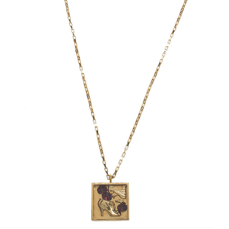 Pre Owned Salvatore Ferragamo Gold Tone Long Necklace