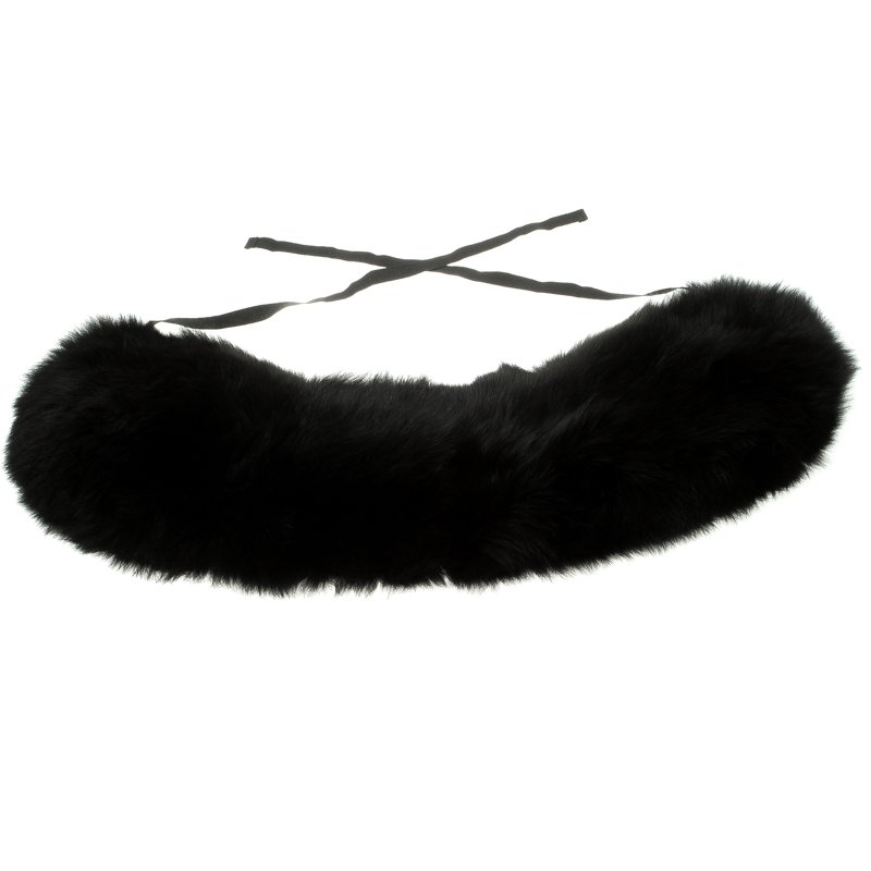 Salvatore Ferragamo Black Fox Fur Collar