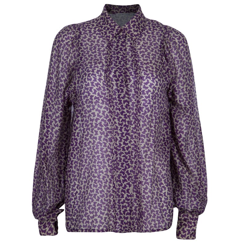 مملوكة مسبقًا توب سي باي كلوي منقوش شيفون بنفسجي M