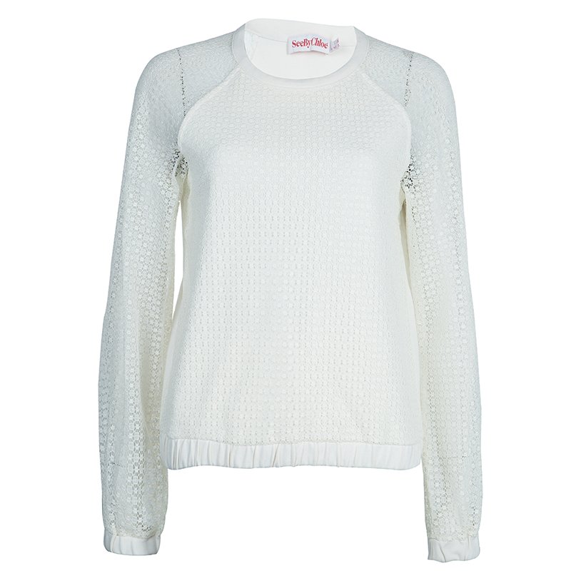 Pre Owned See By Chloe Cream Cotton Jumper M