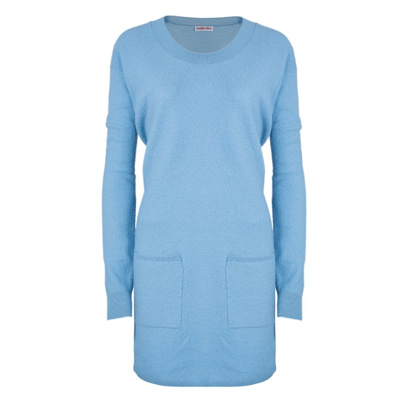 See by Chloe Blue Pocket Wool Sweater Dress L