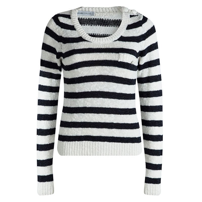 Pre Owned See By Chloe Striped Chunky Knit Sweater S