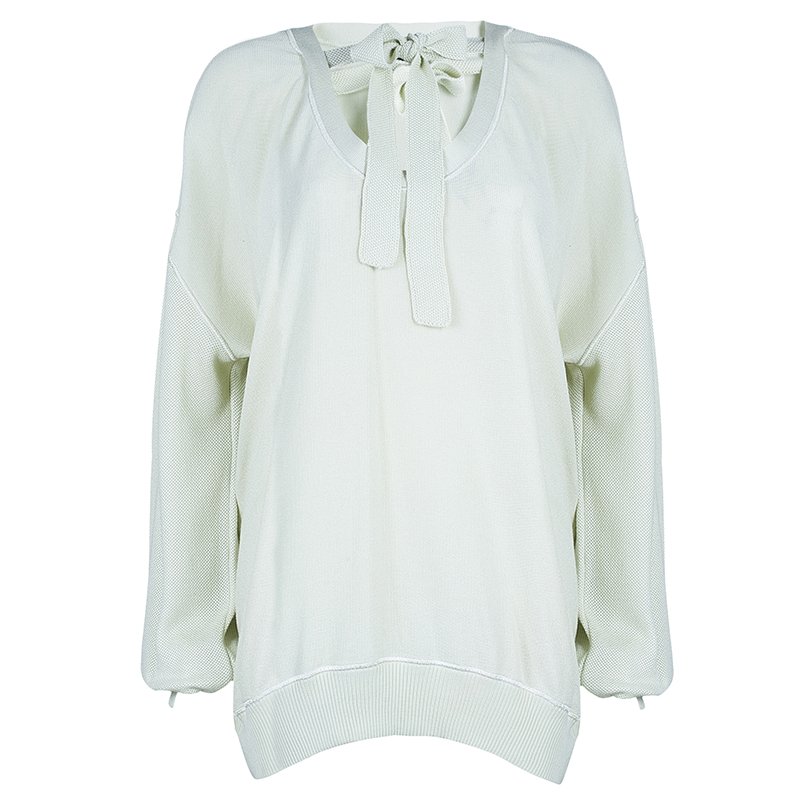 Pre Owned Sonia Rykiel Cream Long Sleeve Knit Top L
