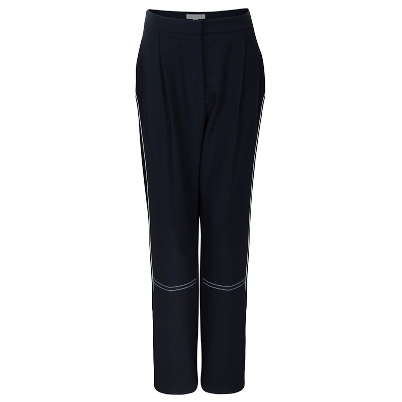 Pre Owned Stella McCartney Navy Blue Contrast Piping Pants M