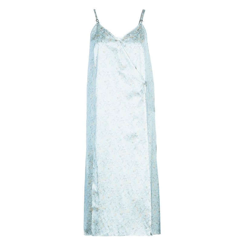 Pre Owned فستان لف ستيلا مكارتني طبع مورد حرير كريمي M