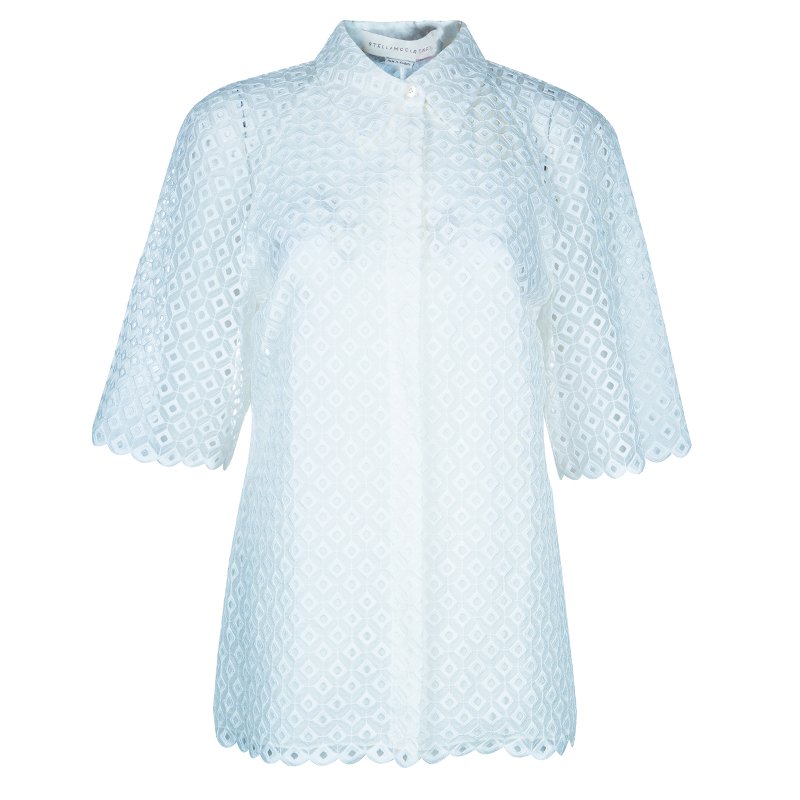 Pre Owned Stella McCartney White Cut Out Embroidered Top M