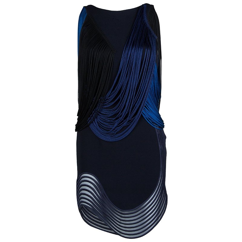 Stella McCartney Blue And Black Ombre Fringed Dress S
