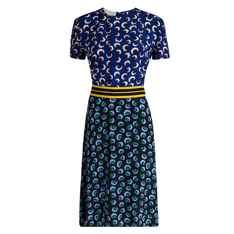 Pre Owned فستان ستيلا مكارتني بكم قصير حرير بنقوش براعم متعدد الألوان M