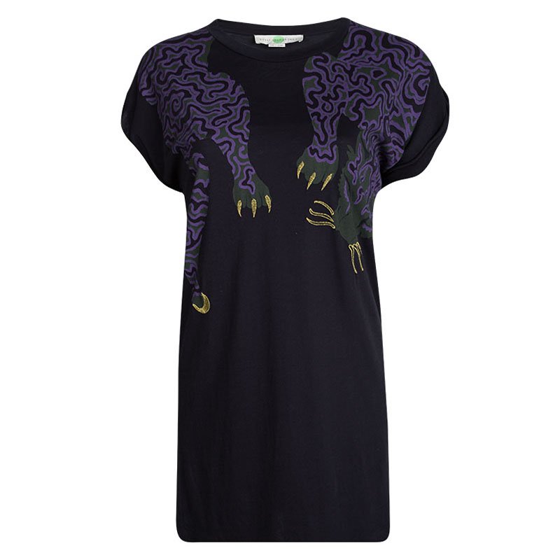 Pre Owned تي شيرت ستيلا ماكرتني طباعة نمر زرقاء كحلية S