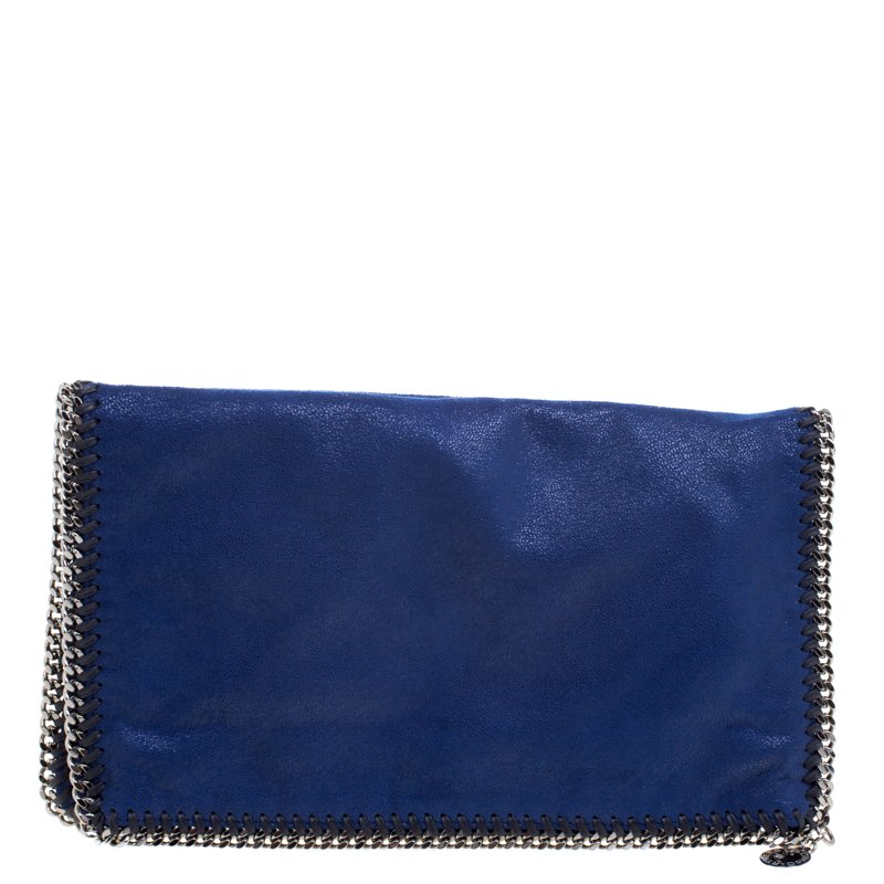 مملوكة مسبقًا Stella McCartney Blue Faux Leather Falabella Foldover Clutch