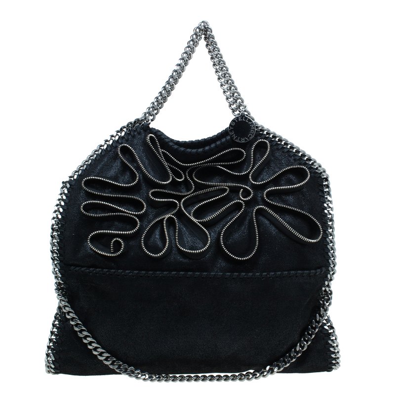 مملوكة مسبقًا Stella McCartney Black Faux Leather Small Falabella Zipper Tote